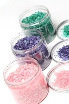 Natural bath salt in a boxes Stock Photos