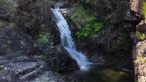 Natural Bathing Pools At Tourón Waterfall Stock Footage 339588738