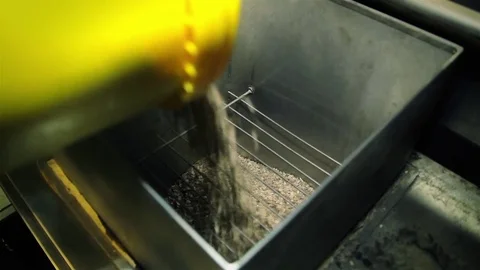 Natural beech chips for Smoking fish and sausage Stock Footage