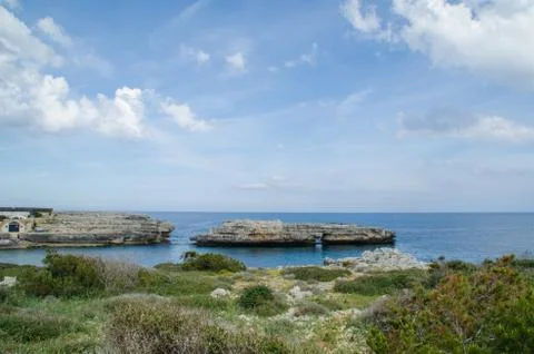 Natural bridge in Alcaufar, Menorca. Stock Photos