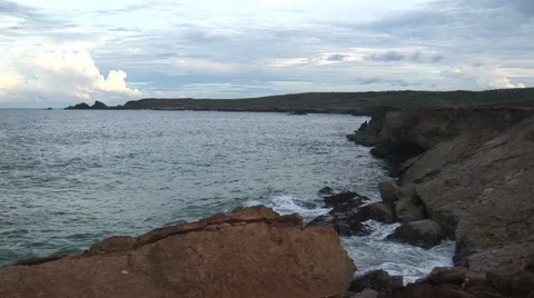 Natural bridge Aruba island in the caribbean Stock Footage