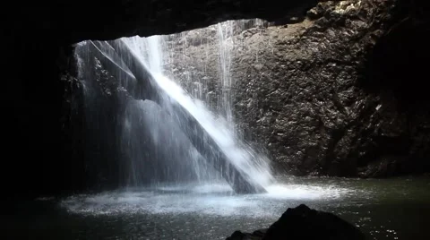 Natural Bridge Fall Springbrook Australia 6178 1080p h264 Stock Footage 46172972