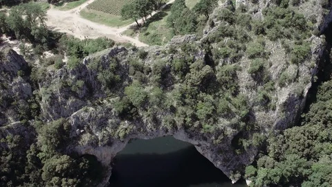 Natural bridge Pont d'Arc Stock Footage 86590983