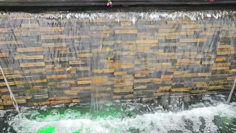 Natural Brown Stone Cladding Waterfall Wall Feature. Video stock 340047951