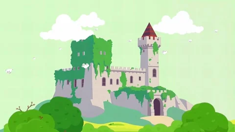 Natural Castle: Trees, sky, clouds, light scene Video stock 307001621