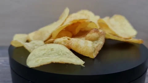 The Natural chips close-up. Potato chips in the close-up Stock Footage 161823243