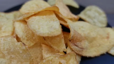 The Natural chips close-up. Potato chips in the close-up Stock Footage 161823694