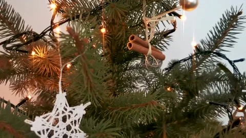 Natural Christmas Tree close up Stock Footage 153977515