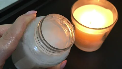 Natural coconut oil. Solid consistency Stock Footage 179466914