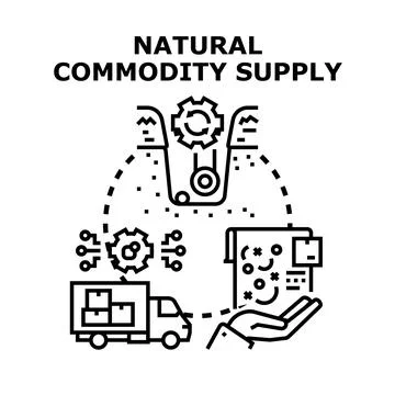 Natural commodity materials supply chain concept illustration Stock Illustration