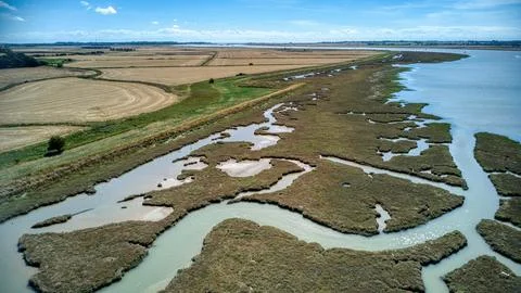 Natural complex terrain by the river Stock Photos