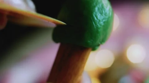 Natural cooking sequence of shaping a blue sombrero crown by hand Stock Footage 342155640