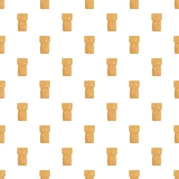 Natural cork drawing seamless pattern on white background Stock Illustration