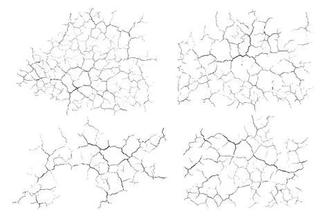Natural cracks backgrounds. Vector overlay textures of cracked surfaces. On.. Stock Illustration