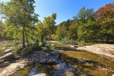 Natural Dam on the Mountain Fork River in Arkansas, USA Stock Photos