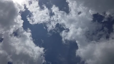 Natural daylight and white clouds floating on blue sky at sunny day, time lapse Stock Footage 170751897