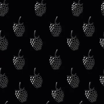 Natural delicious berries seamless pattern with raspberries, vector white ill Stockillustratie