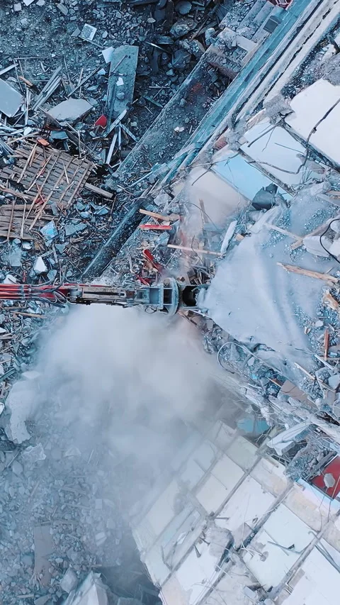 Natural disaster demolition building Stock Footage 310404238