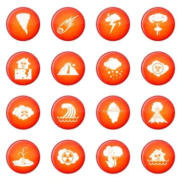 Natural disaster icons vector set Stock Illustration