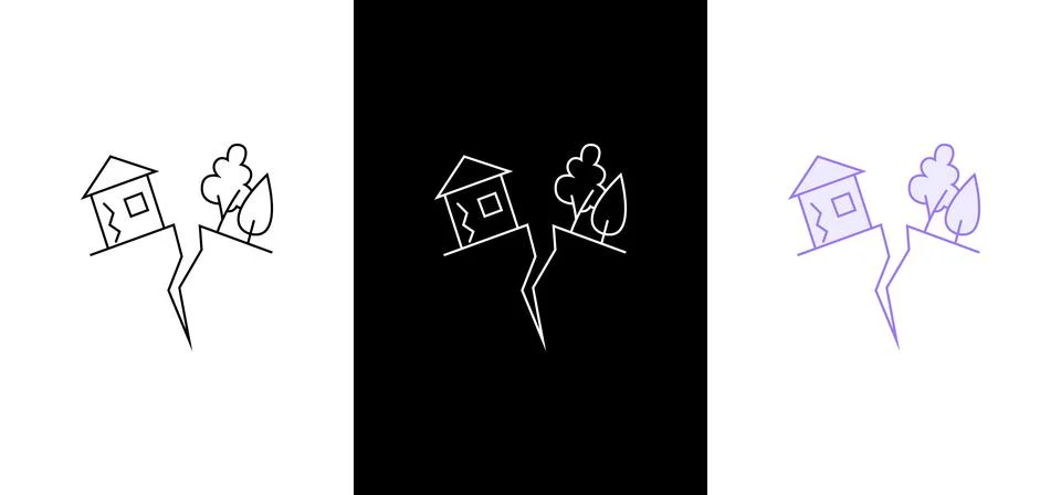 Natural Disaster Line Editable vector. Earth quake icon Stockillustratie