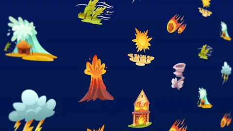 Natural disasters background 3D animation Stock Footage 157114977