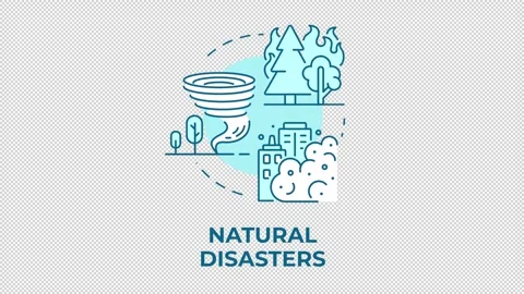 Natural disasters blue concept icon animation Stock Footage 341021659
