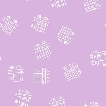 Natural disasters building modeling line seamless pattern Stock Illustration