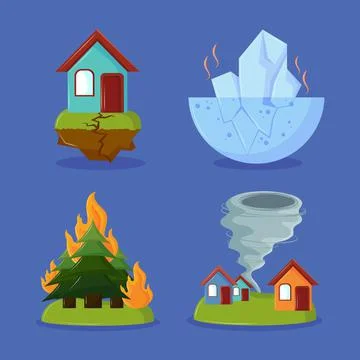 Natural disasters flat icons Stock Illustration