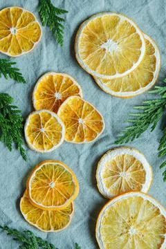 Natural dried oranges background Stock Photos