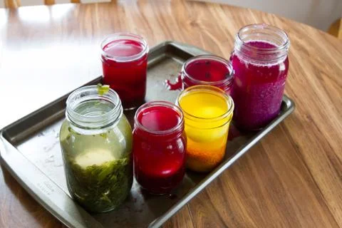 Natural dyeing of Eggs Stock Photos