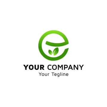Natural E image with leaf, idea of logo design Stock Illustration