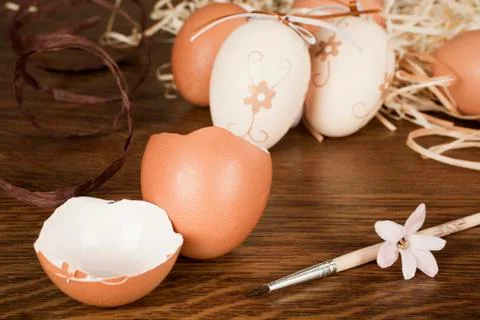 Natural easter egg background. Stock Photos