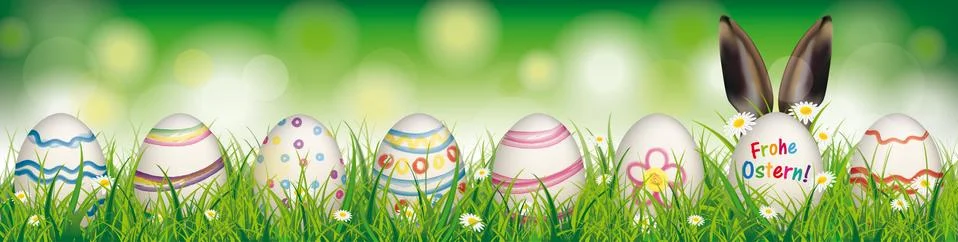 Natural Easter Eggs Ostern Rabbit Ears Header Illustrazione stock