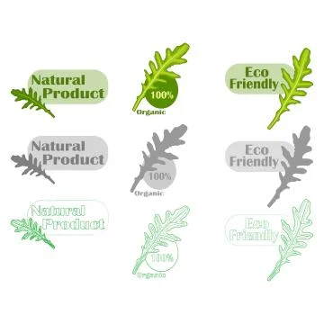 Natural, ecological product vector logo design set isolated Stock Illustration