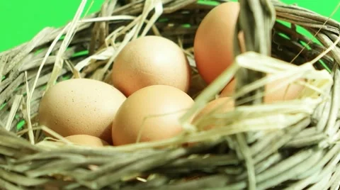 Natural eggs rotating in basket Stock Footage 66487584