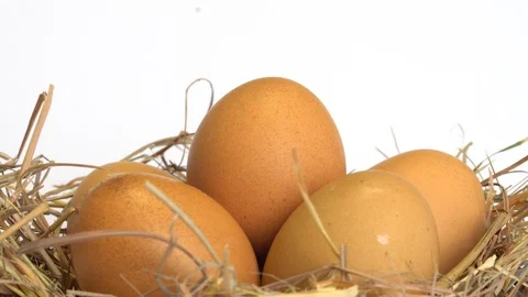 Natural Eggs Rotating In Basket Stock Footage 91491187