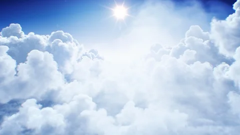 Natural Endless Cumulus Clouds Under the Shining Bright Sun Daylight Seamless Stock Footage 125730126