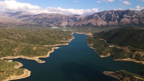 Natural environment created by Dam lake in Crete of Greece. Video stock 240090150
