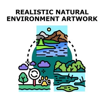 Natural environment landscape, ecosystem, and ecology concept illustration Stock Illustration