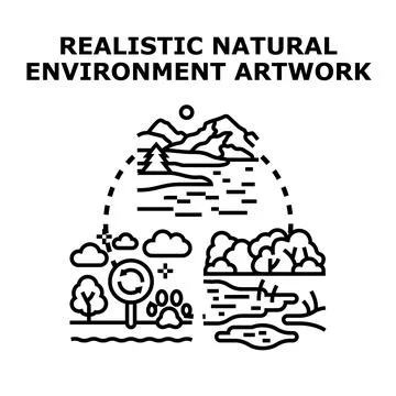 Natural environment landscape, ecosystem, and ecology concept illustration Stock Illustration