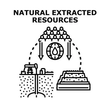 Natural extracted resources concept for human consumption Illustrazione stock