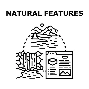 Natural features concept displaying diverse natural landscapes Stock Illustration