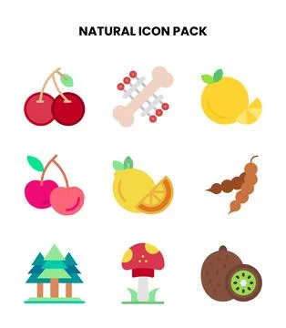 Natural Flat Design Icons Pack Stockillustratie