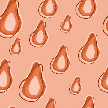 Natural food seamless pattern with random avocado ornament. Pink background.  Stock Illustration