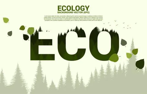 Natural forest inside ECO Text. background for take care and save the environ Stock Illustration