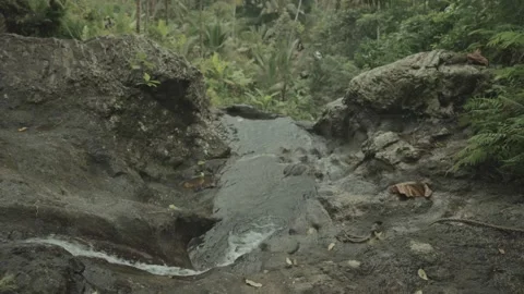 Natural Forest Rock Pool Jacuzzi Gembleng Waterfall Bali Indonesia Slow Motion Stock Footage 204055137