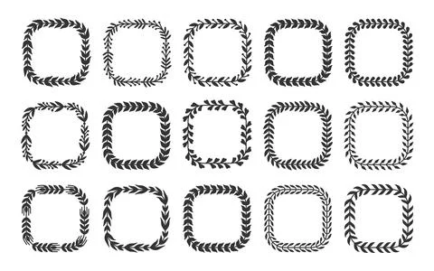 Natural frame leaf square black silhouette set Stock Illustration