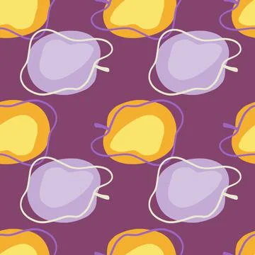 Natural fruit seamless pattern with modern purple and orange apple shapes. Co Stockillustratie