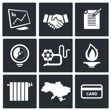 Natural gas industry icon set Stock Illustration