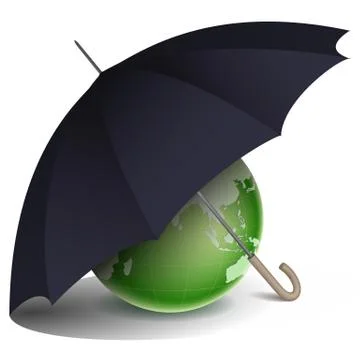 Natural globe under umbrella Stock Illustration